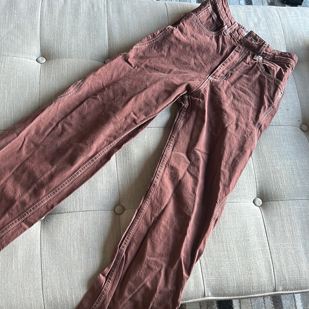 Zara Reddish Brown Thick Denim‎ Wide Leg Jeans